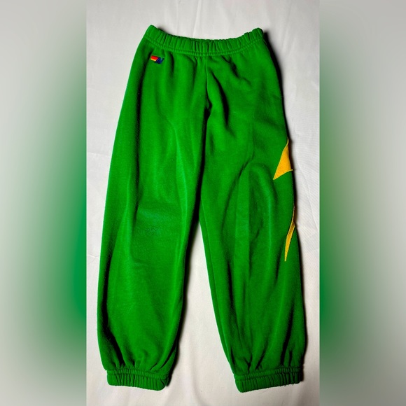 Aviator Nation Other - Kids Aviator Nation green x yellow lighting bolt sweatpants, size 4 unisex